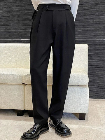 Wiaofellas  -  Tube Striaght Waist Loop Design Suit Pants Loose Men's Spring New Korean Style Trend Solid Color Simple Fashion 2A1294